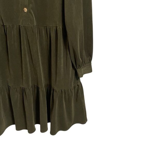 Donna Morgan Sage Green Corduroy Dress W/Pockets Long Sleeve Size 12 - Picture 5 of 9
